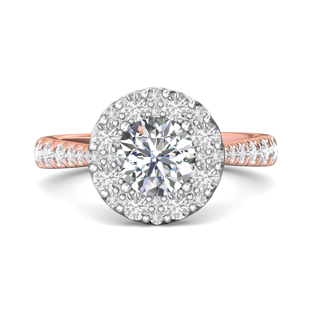 14K Gold Pink/White Micropave Halo Engagement Ring from the Micropave Halo collection - DERHSP08_14KPW_RdH_7.0_Prm_H-I_SI1