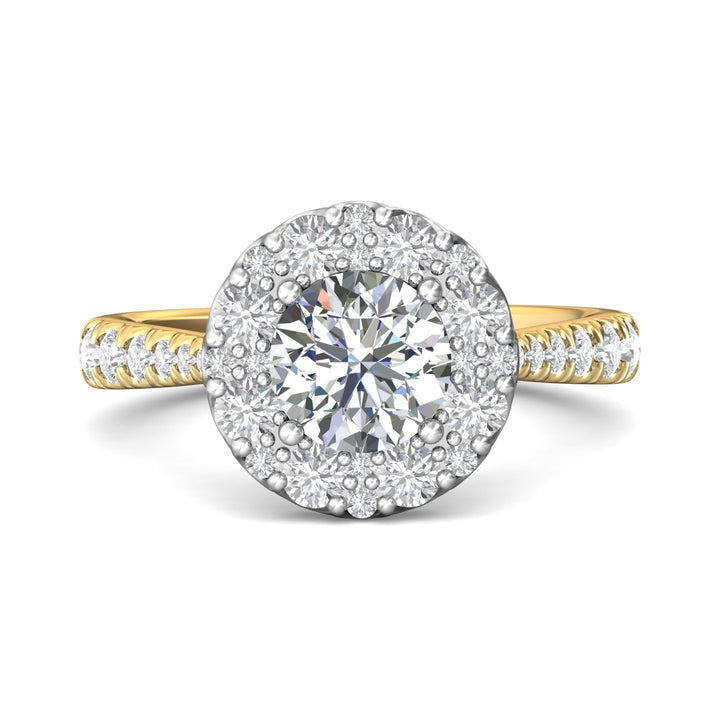 14K Gold Yellow/White Micropave Halo Engagement Ring from the Micropave Halo collection - DERHSP08_14KYW_RdH_7.0_Prm_H-I_SI1