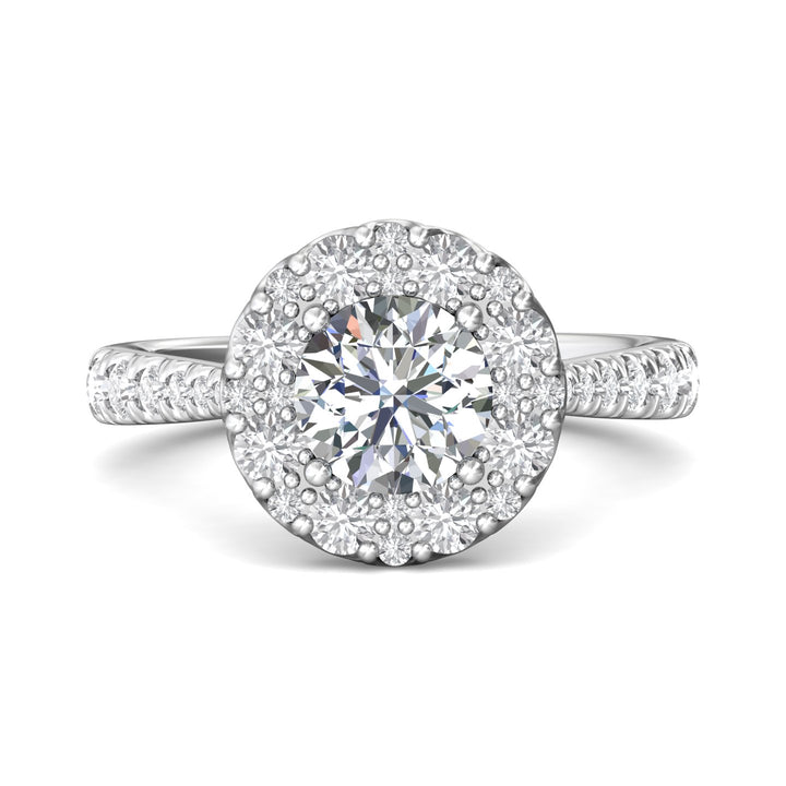Platinum White Micropave Halo Engagement Ring from the Micropave Halo collection - DERHSP08_PlatW_RdH_7.0_Prm_H-I_SI1