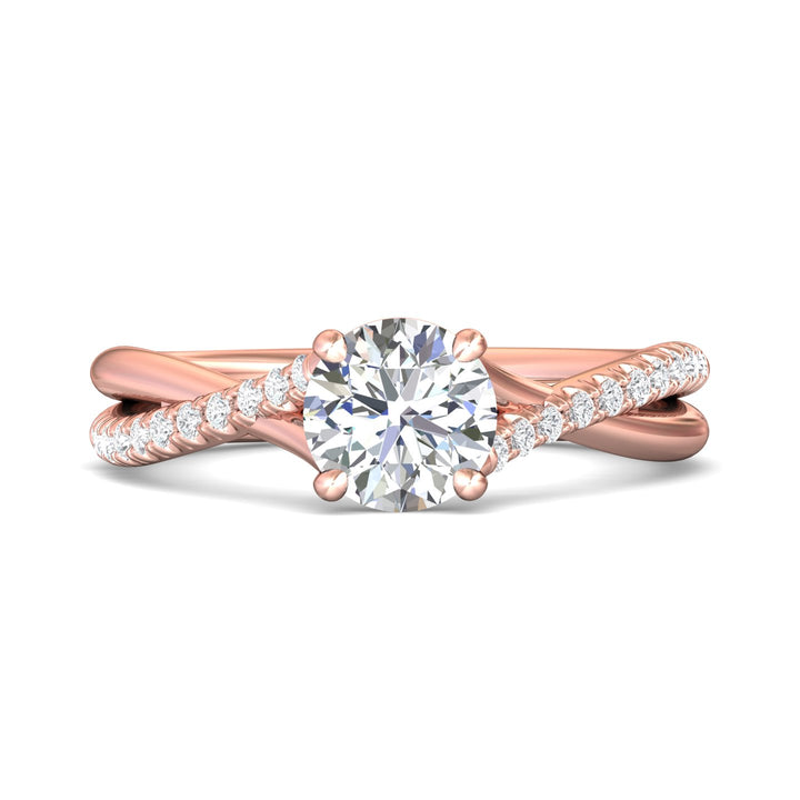 14K Gold Pink Split Shank Engagement Ring from the Split Shank collection - DERM100XSR_14KP_Rd_6.5_Prm_H-I_SI1