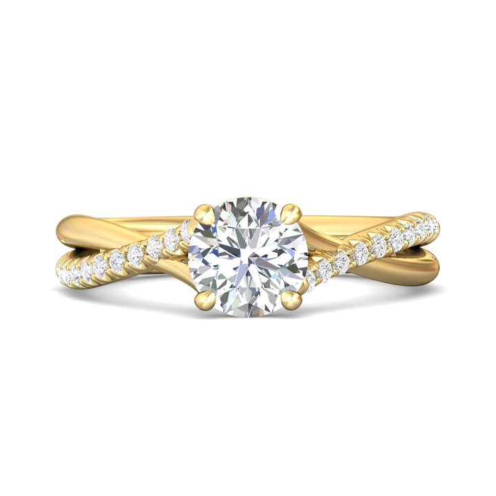 14K Gold Yellow Split Shank Engagement Ring from the Split Shank collection - DERM100XSR_14KY_Rd_6.5_Prm_H-I_SI1