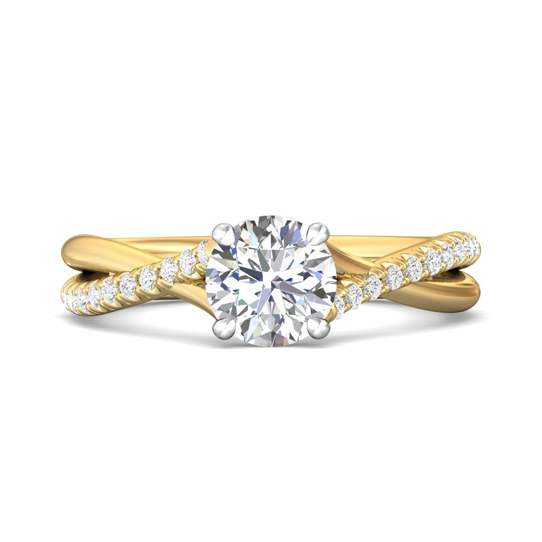 14K Gold Yellow/White Split Shank Engagement Ring from the Split Shank collection - DERM100XSR_14KYW_Rd_6.5_Prm_H-I_SI1