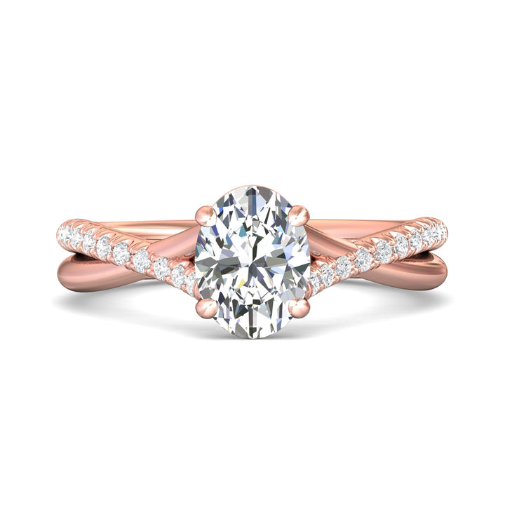 18K Gold Pink Split Shank Engagement Ring from the Split Shank collection - DERM100XSR_18KP_Ov_8X6_Prm_H-I_SI1