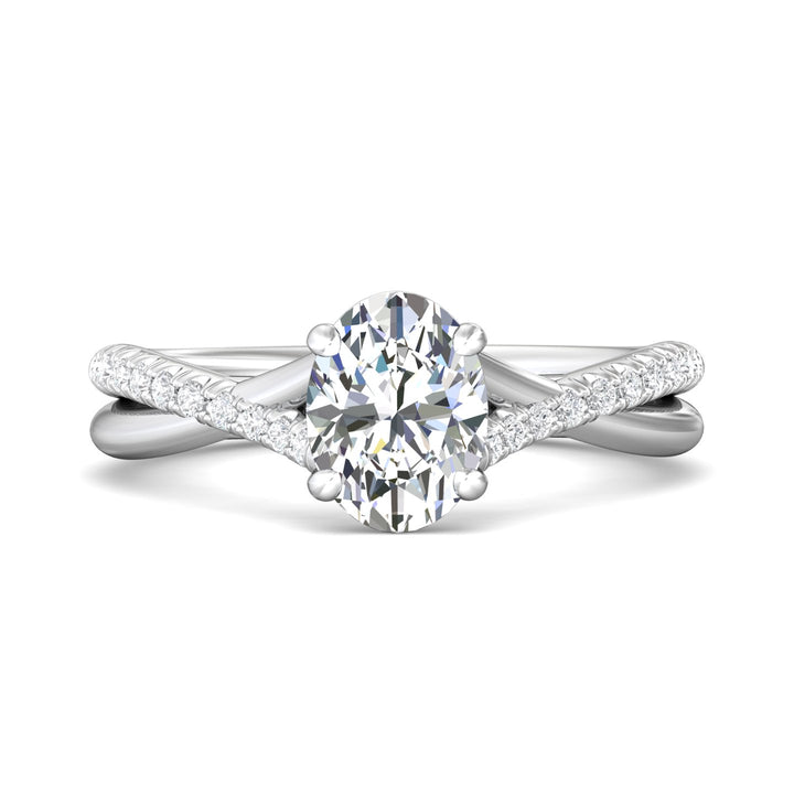 18K Gold White Split Shank Engagement Ring from the Split Shank collection - DERM100XSR_18KW_Ov_8X6_Prm_H-I_SI1