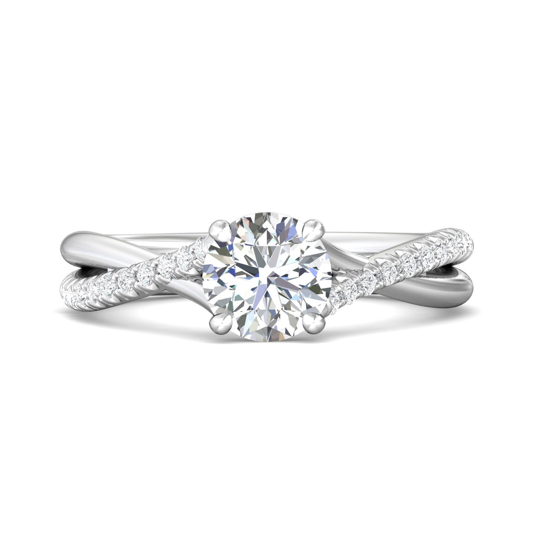 18K Gold White Split Shank Engagement Ring from the Split Shank collection - DERM100XSR_18KW_Rd_6.5_Prm_H-I_SI1