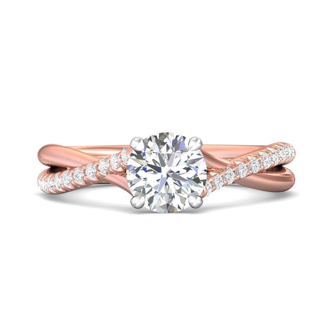 18K Gold White/Pink Split Shank Engagement Ring from the Split Shank collection - DERM100XSR_18KWP_Rd_6.5_Prm_H-I_SI1