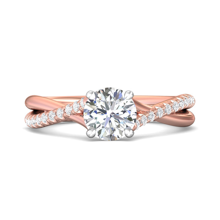 18K Gold White/Pink Split Shank Engagement Ring from the Split Shank collection - DERM100XSR_18KWP_Rd_6.5_Prm_H-I_SI1