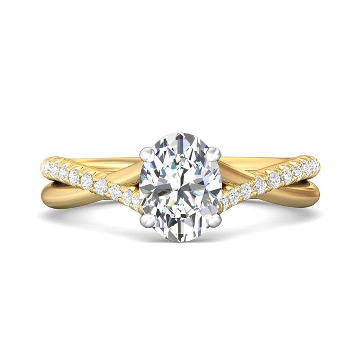 18K Gold White/Yellow Split Shank Engagement Ring from the Split Shank collection - DERM100XSR_18KWY_Ov_8X6_Prm_H-I_SI1