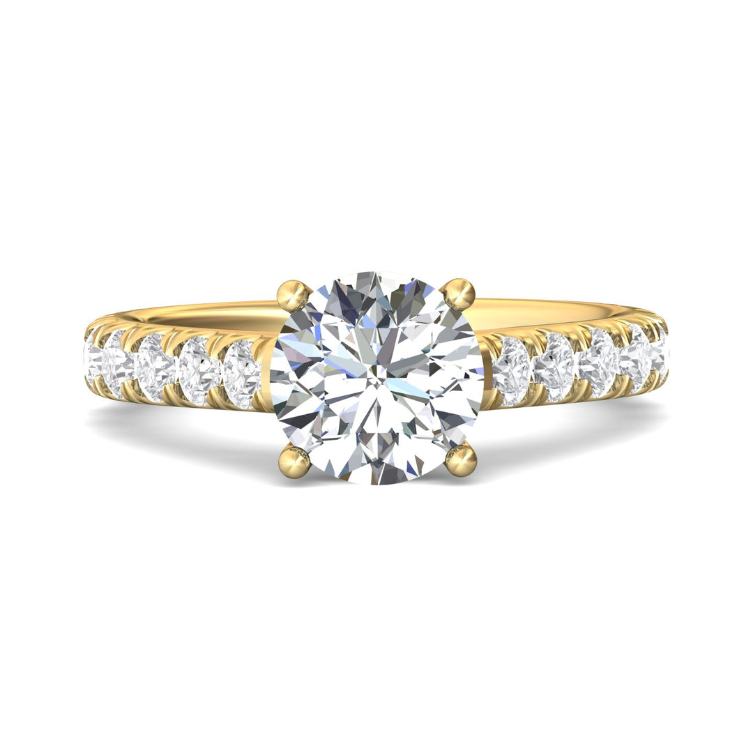 14K Gold Yellow Encore Engagement Ring from the Encore collection - DERM18XL_14KY_Rd_8.0_Prm_H-I_SI1