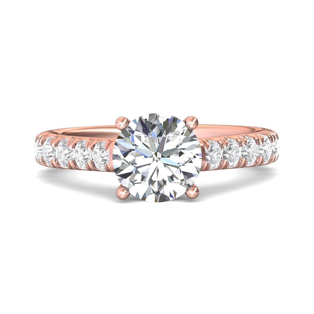 18K Gold Pink Encore Engagement Ring from the Encore collection - DERM18XL_18KP_Rd_8.0_Prm_H-I_SI1