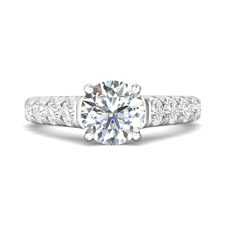 14K Gold White Encore Engagement Ring from the Encore collection - DERM34L_14KW_Rd_8.0_Prm_H-I_SI1