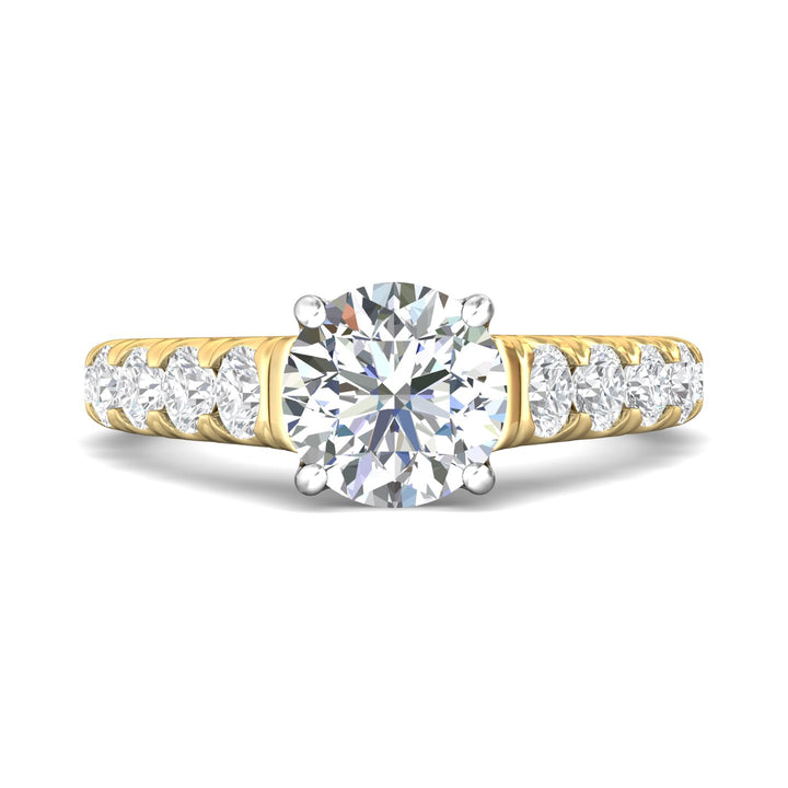 14K Gold Yellow/White Encore Engagement Ring from the Encore collection - DERM34L_14KYW_Rd_8.0_Prm_H-I_SI1