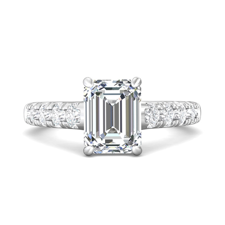 18K Gold White Encore Engagement Ring from the Encore collection - DERM34L_18KW_Em_9X7_Prm_H-I_SI1