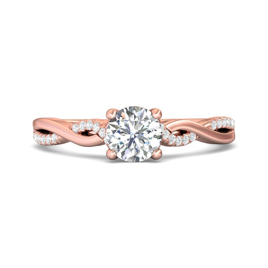 14K Gold Pink Split Shank Engagement Ring from the Split Shank collection - DERM39XS_14KP_Rd_5.7_Prm_H-I_SI1