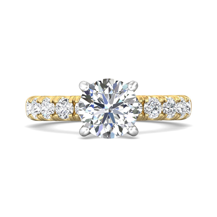 14K Gold Yellow/White Encore Engagement Ring from the Encore collection - DERM4L_14KYW_Rd_8.0_Prm_H-I_SI1