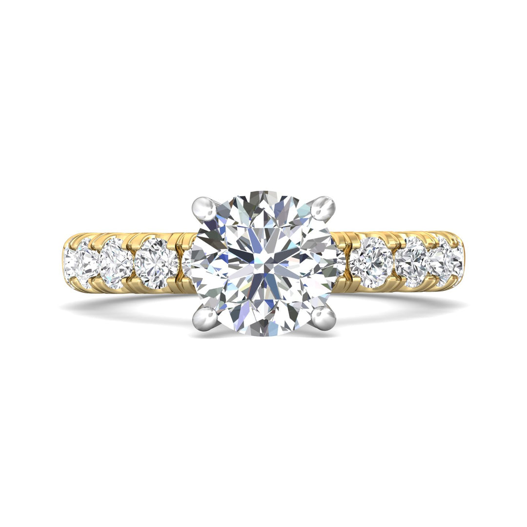 14K Gold Yellow/White Encore Engagement Ring from the Encore collection - DERM4L_14KYW_Rd_8.0_Prm_H-I_SI1