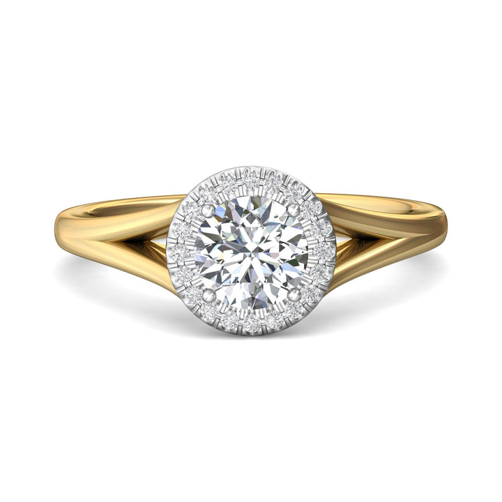14K Gold Yellow/White Split Shank Engagement Ring from the Split Shank collection - DERM50XS_14KYW_Rd_6.0_Std_H-I_SI2