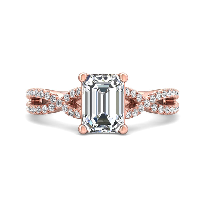14K Gold Pink Split Shank Engagement Ring from the Split Shank collection - DERM57XSR_14KP_Em_8X6_Prm_H-I_SI1