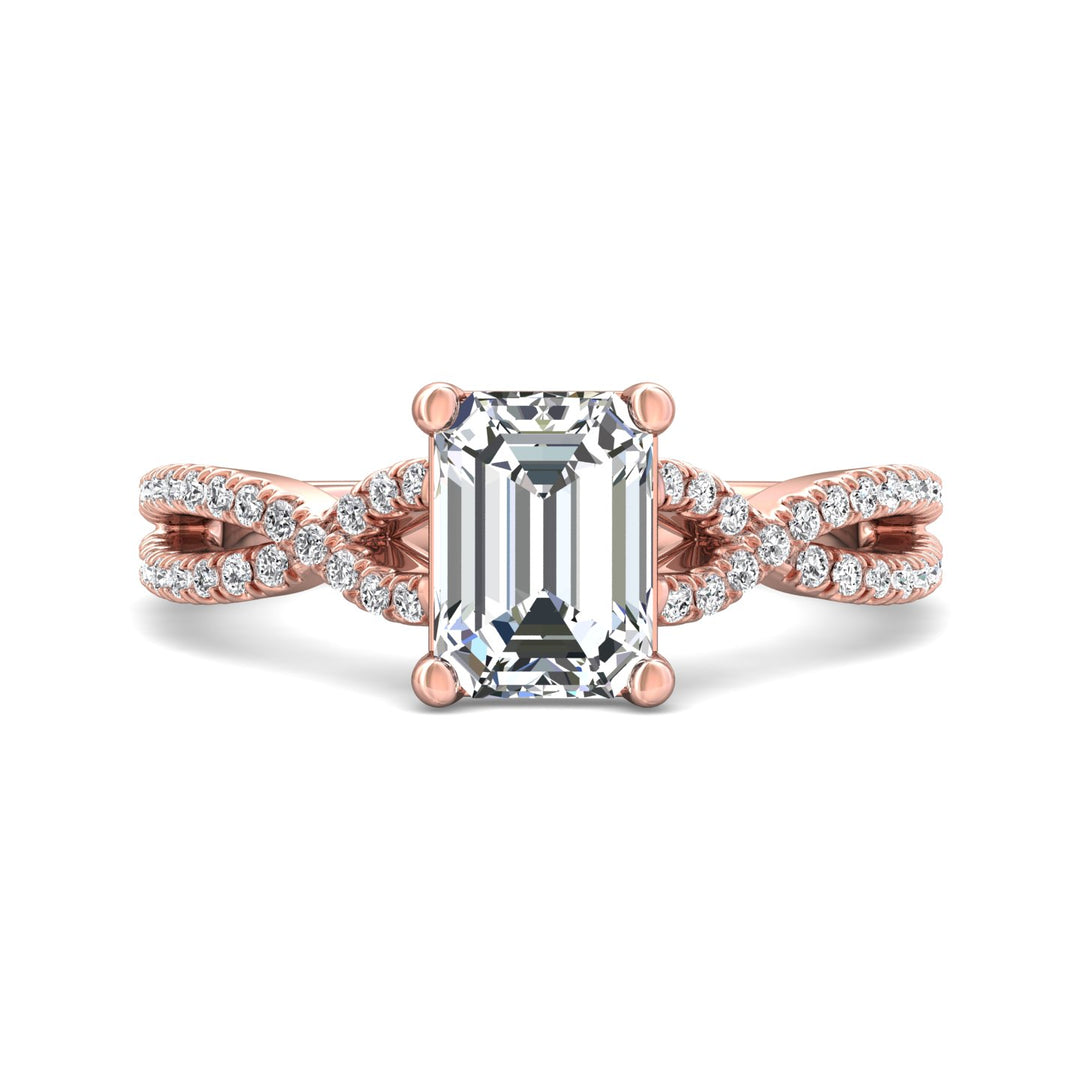 14K Gold Pink Split Shank Engagement Ring from the Split Shank collection - DERM57XSR_14KP_Em_8X6_Prm_H-I_SI1