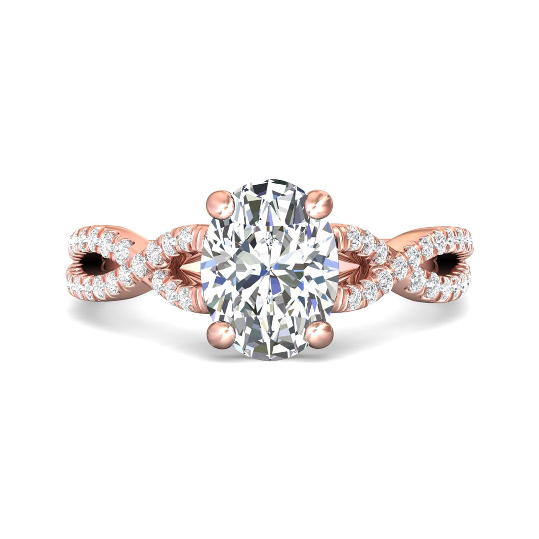 14K Gold Pink Split Shank Engagement Ring from the Split Shank collection - DERM57XSR_14KP_Ov_9X7_Prm_H-I_SI1