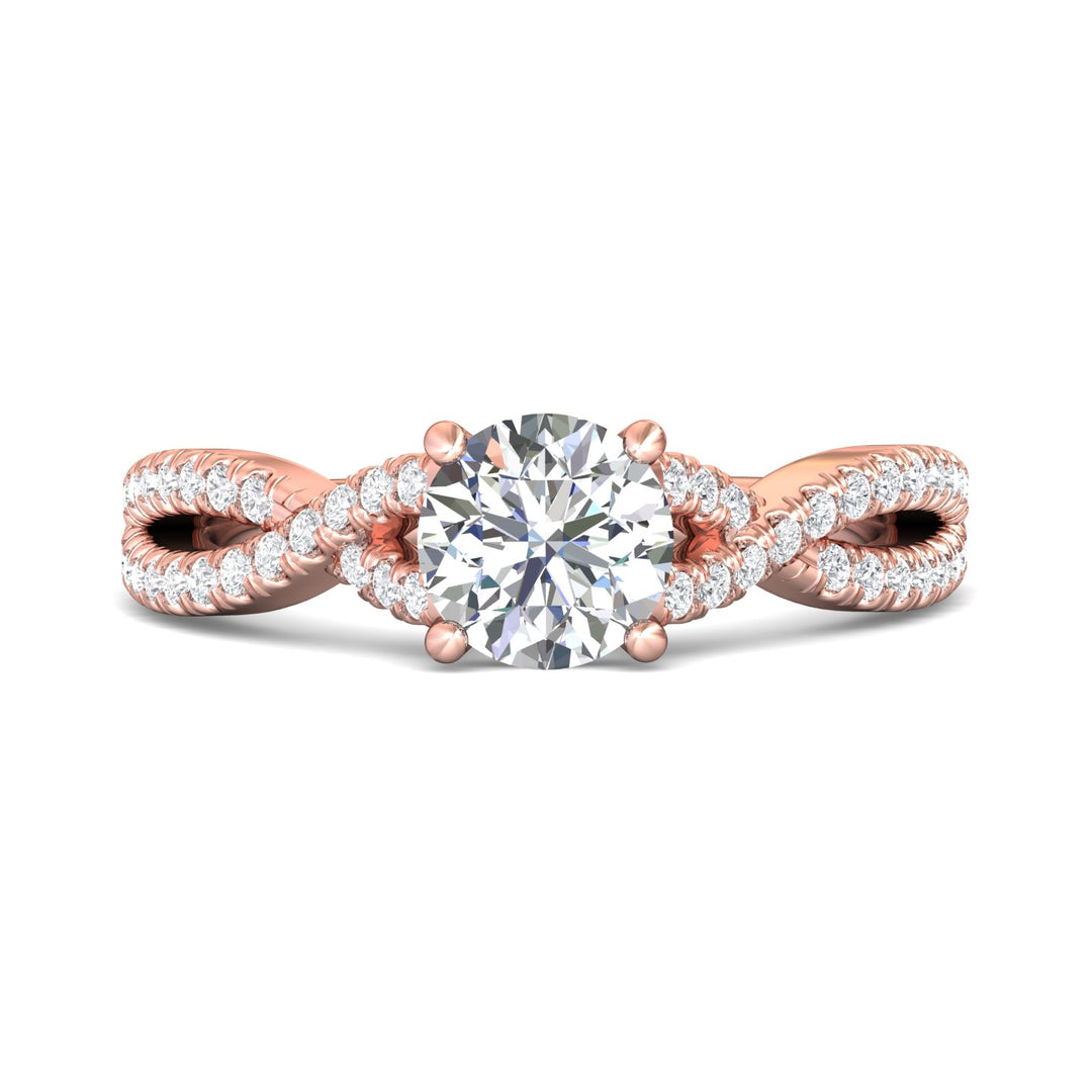 14K Gold Pink Split Shank Engagement Ring from the Split Shank collection - DERM57XSR_14KP_Rd_6.5_Prm_H-I_SI1