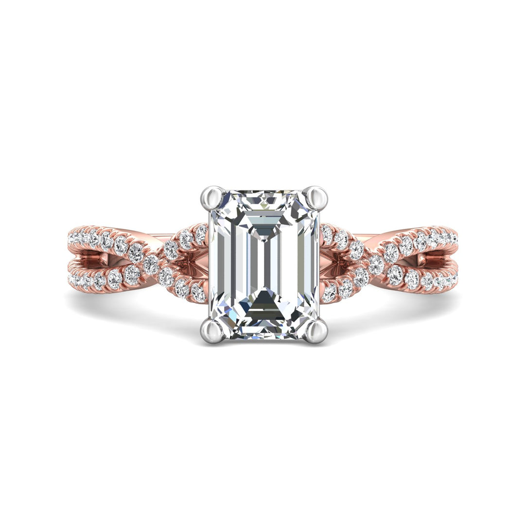 14K Gold Pink/White Split Shank Engagement Ring from the Split Shank collection - DERM57XSR_14KPW_Em_8X6_Prm_H-I_SI1