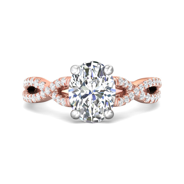 14K Gold Pink/White Split Shank Engagement Ring from the Split Shank collection - DERM57XSR_14KPW_Ov_9X7_Prm_H-I_SI1