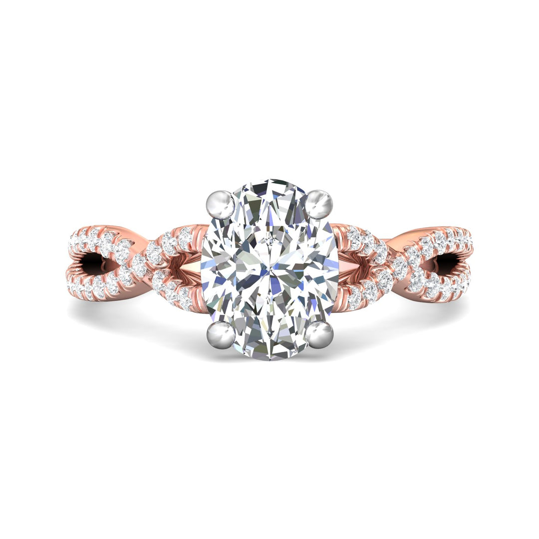 14K Gold Pink/White Split Shank Engagement Ring from the Split Shank collection - DERM57XSR_14KPW_Ov_9X7_Prm_H-I_SI1