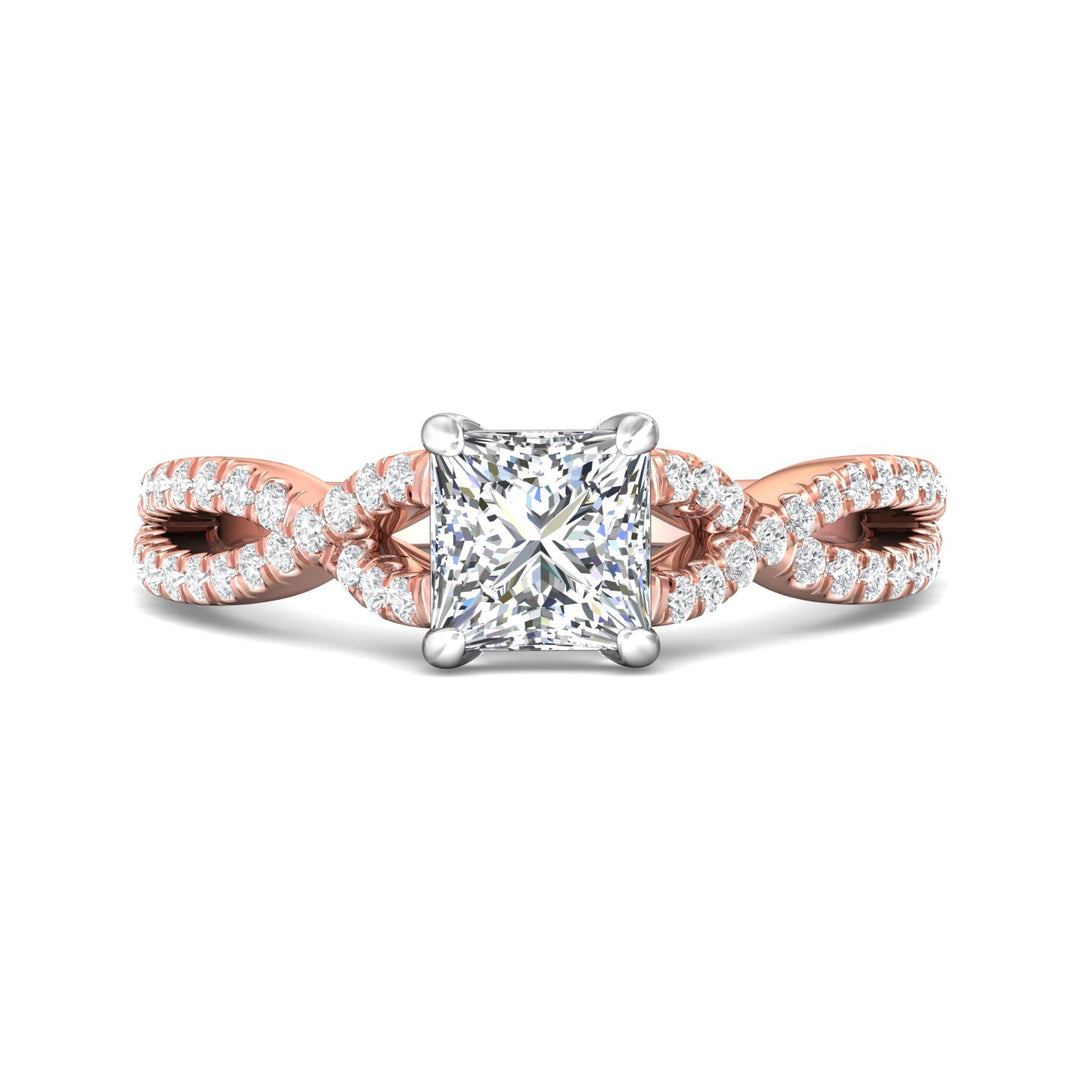 14K Gold Pink/White Split Shank Engagement Ring from the Split Shank collection - DERM57XSR_14KPW_Pr_6.0_Prm_H-I_SI1