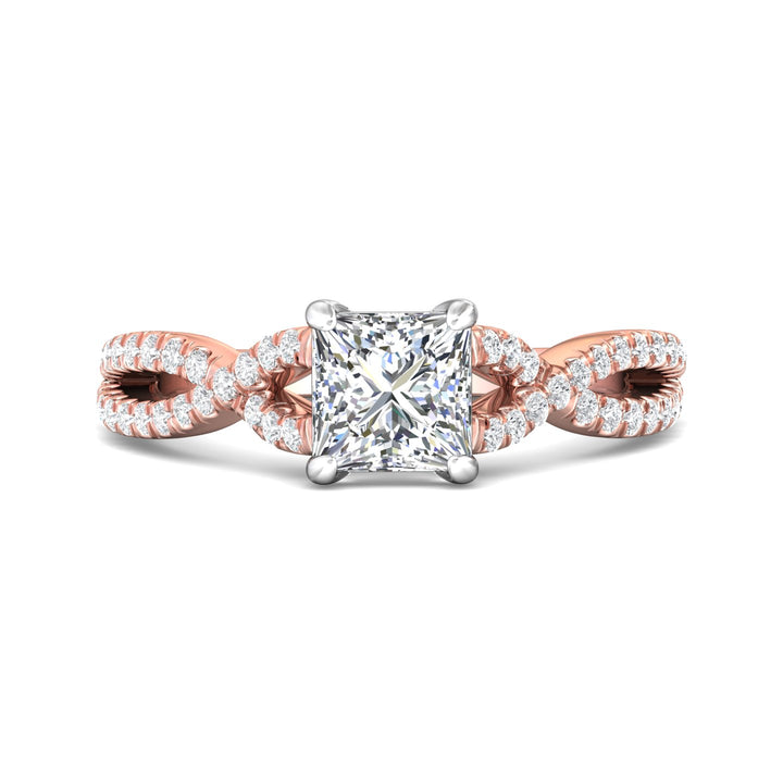 14K Gold Pink/White Split Shank Engagement Ring from the Split Shank collection - DERM57XSR_14KPW_Pr_6.0_Prm_H-I_SI1