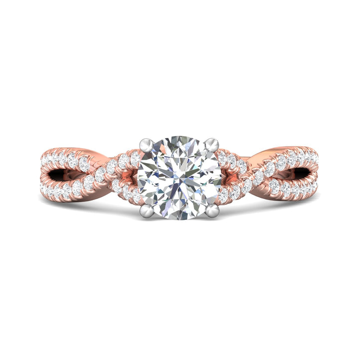 14K Gold Pink/White Split Shank Engagement Ring from the Split Shank collection - DERM57XSR_14KPW_Rd_6.5_Prm_H-I_SI1