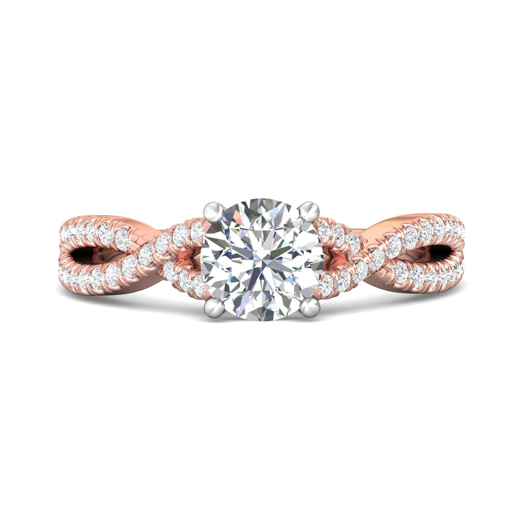 14K Gold Pink/White Split Shank Engagement Ring from the Split Shank collection - DERM57XSR_14KPW_Rd_6.5_Prm_H-I_SI1