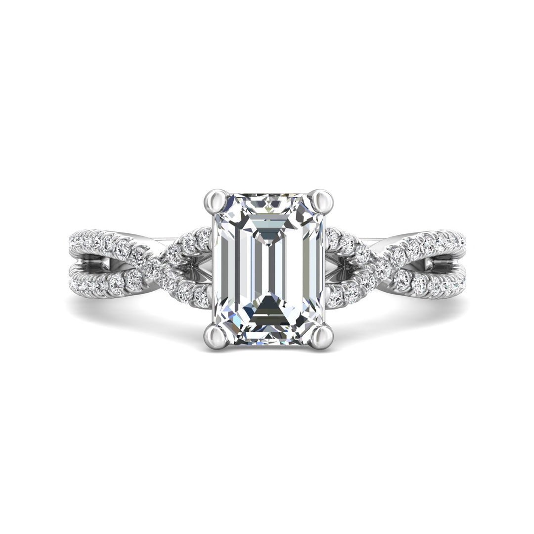 14K Gold White Split Shank Engagement Ring from the Split Shank collection - DERM57XSR_14KW_Em_8X6_Prm_H-I_SI1