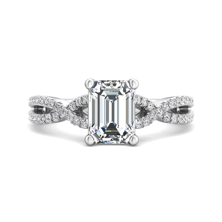 14K Gold White Split Shank Engagement Ring from the Split Shank collection - DERM57XSR_14KW_Em_8X6_Prm_H-I_SI1