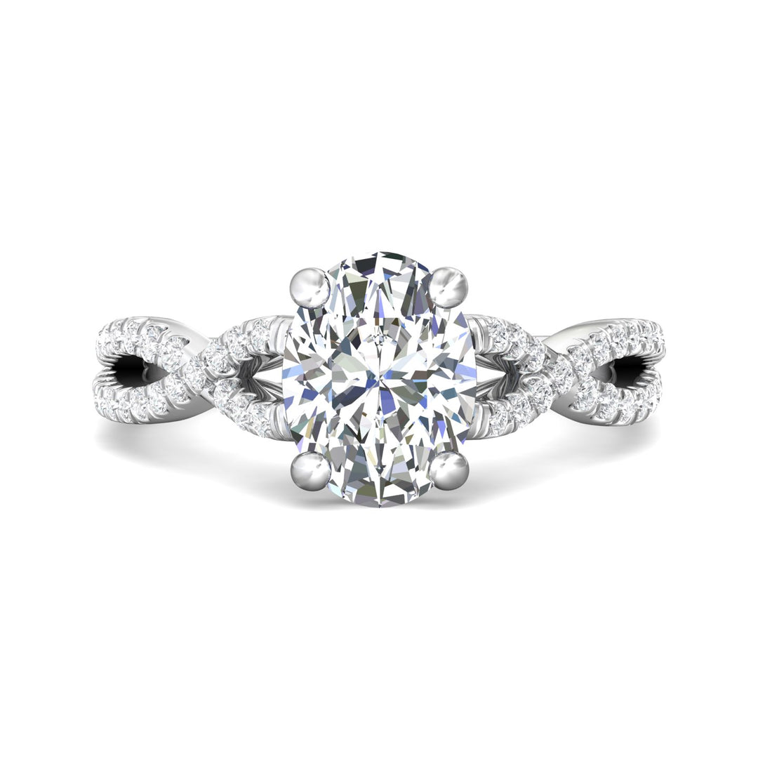 14K Gold White Split Shank Engagement Ring from the Split Shank collection - DERM57XSR_14KW_Ov_9X7_Prm_H-I_SI1