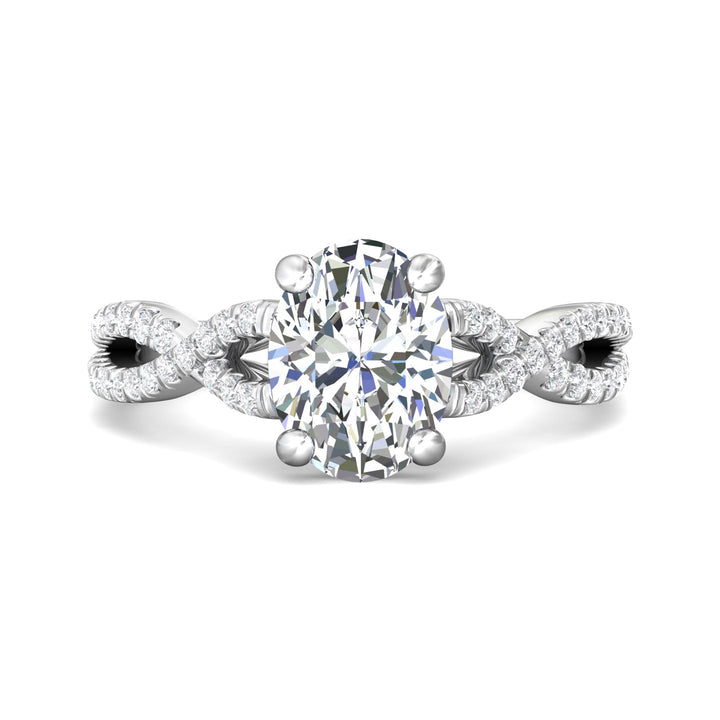 14K Gold White Split Shank Engagement Ring from the Split Shank collection - DERM57XSR_14KW_Ov_9X7_Prm_H-I_SI1