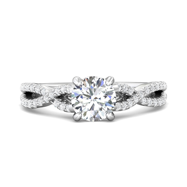 14K Gold White Split Shank Engagement Ring from the Split Shank collection - DERM57XSR_14KW_Rd_6.5_Prm_H-I_SI1