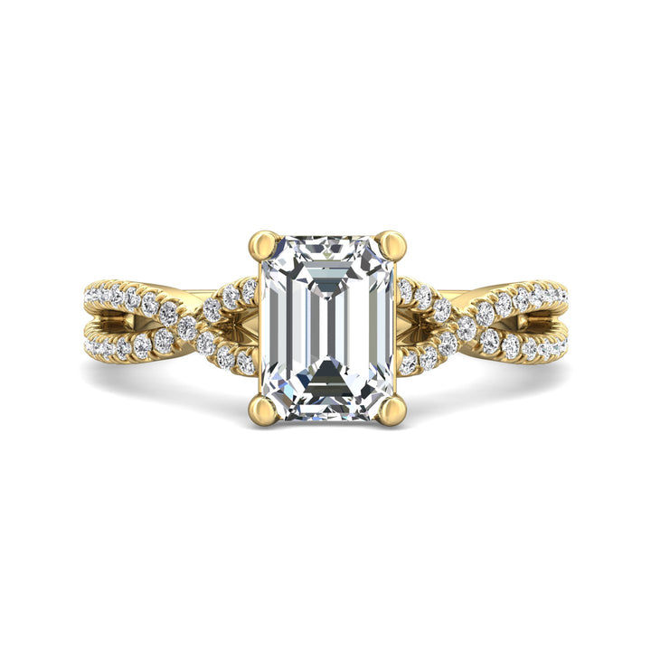 14K Gold Yellow Split Shank Engagement Ring from the Split Shank collection - DERM57XSR_14KY_Em_8X6_Prm_H-I_SI1