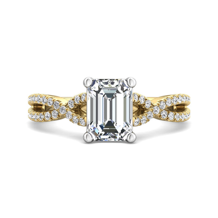14K Gold Yellow/White Split Shank Engagement Ring from the Split Shank collection - DERM57XSR_14KYW_Em_8X6_Prm_H-I_SI1