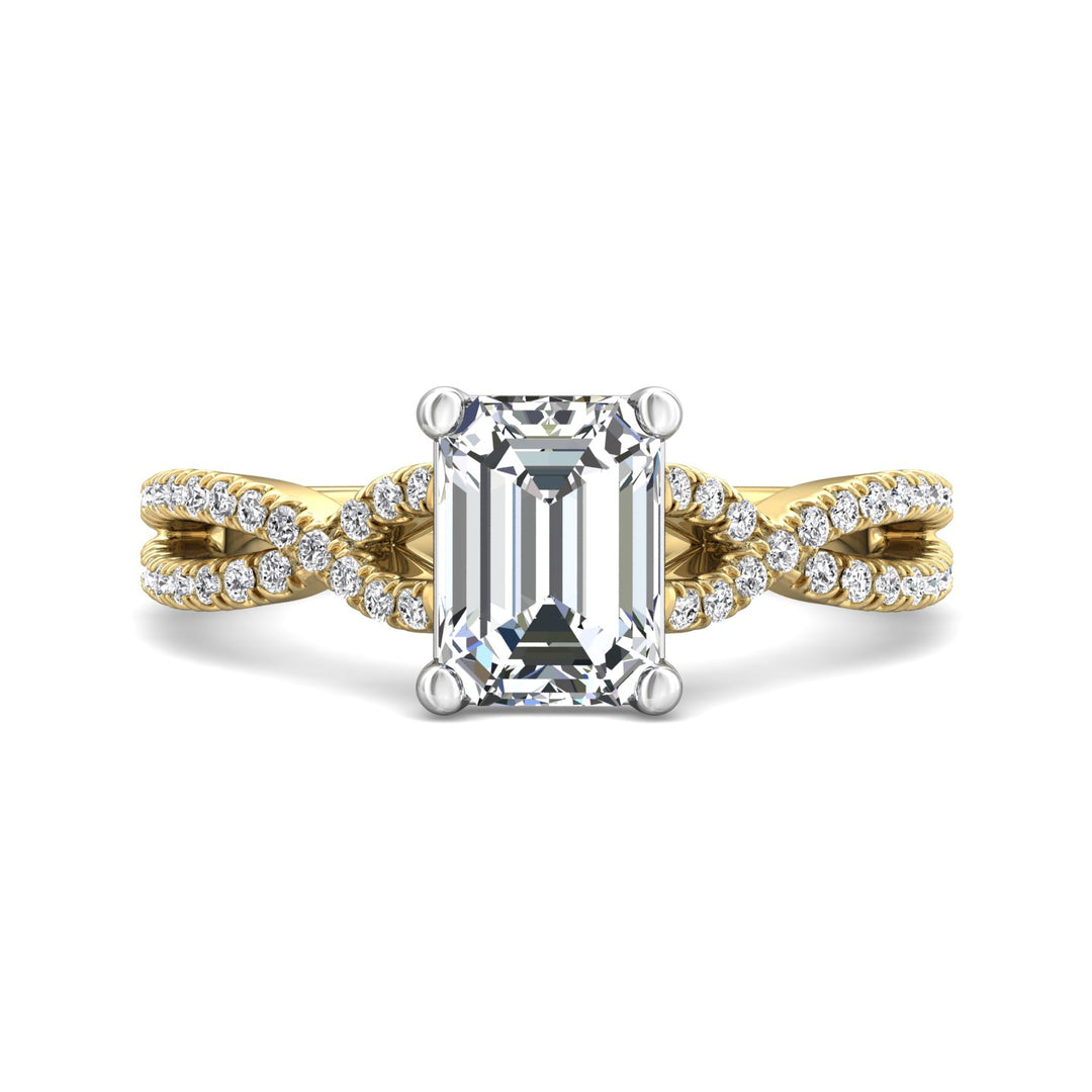 14K Gold Yellow/White Split Shank Engagement Ring from the Split Shank collection - DERM57XSR_14KYW_Em_8X6_Prm_H-I_SI1