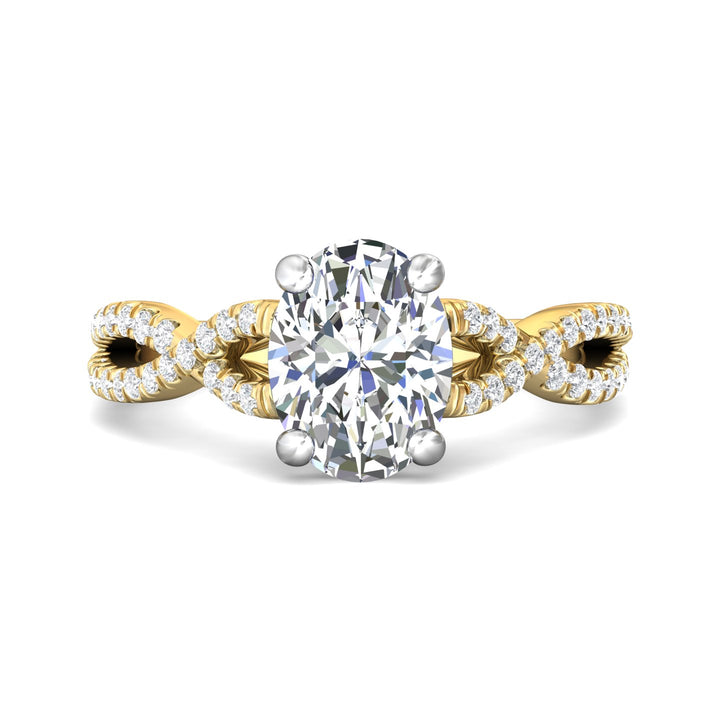 14K Gold Yellow/White Split Shank Engagement Ring from the Split Shank collection - DERM57XSR_14KYW_Ov_9X7_Prm_H-I_SI1