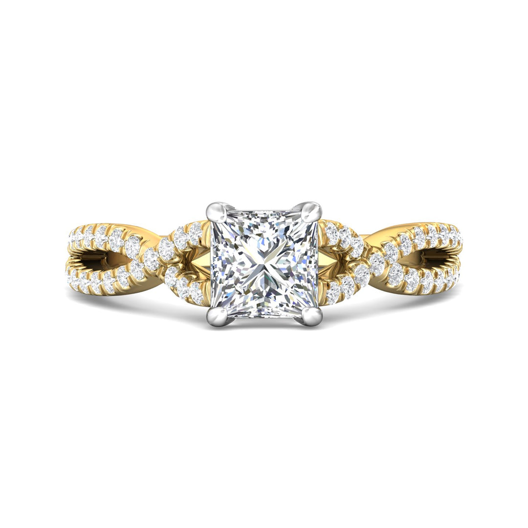 14K Gold Yellow/White Split Shank Engagement Ring from the Split Shank collection - DERM57XSR_14KYW_Pr_6.0_Prm_H-I_SI1