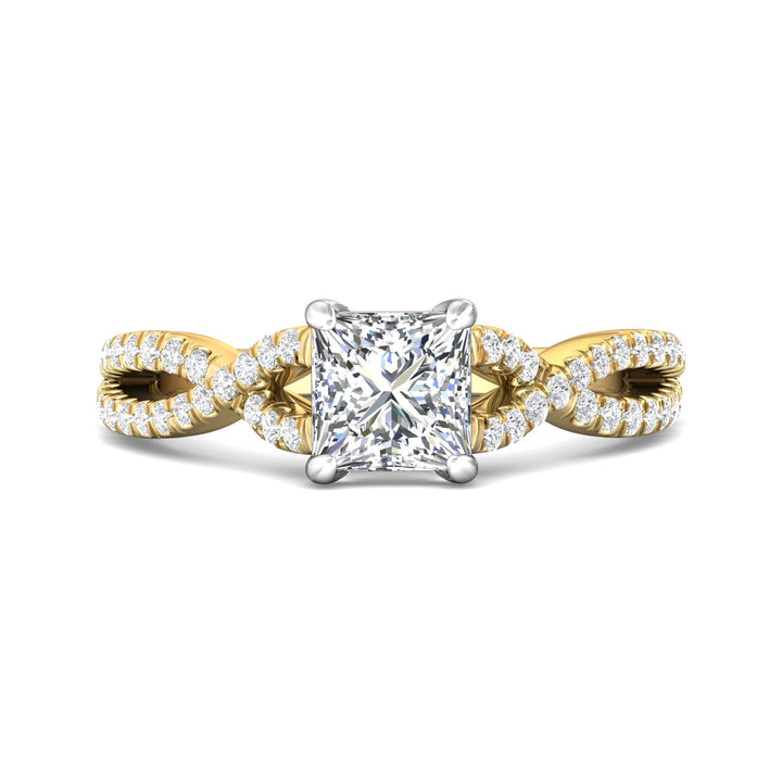 14K Gold Yellow/White Split Shank Engagement Ring from the Split Shank collection - DERM57XSR_14KYW_Pr_6.0_Prm_H-I_SI1
