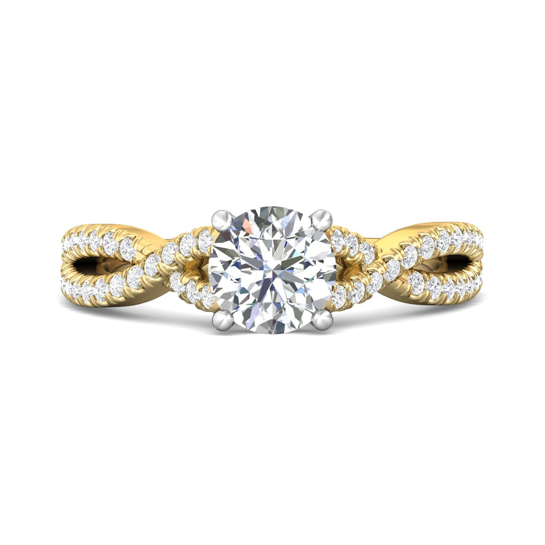 14K Gold Yellow/White Split Shank Engagement Ring from the Split Shank collection - DERM57XSR_14KYW_Rd_6.5_Prm_H-I_SI1