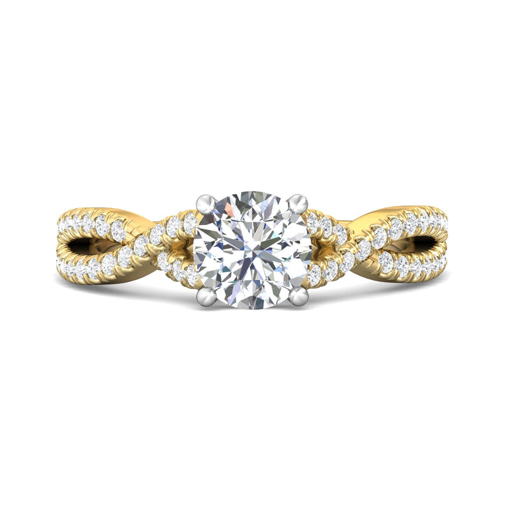 14K Gold Yellow/White Split Shank Engagement Ring from the Split Shank collection - DERM57XSR_14KYW_Rd_6.5_Prm_H-I_SI1