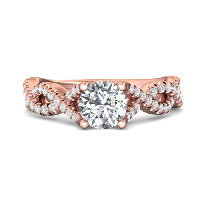 14K Gold Pink Split Shank Engagement Ring from the Split Shank collection - DERM58S_14KP_Rd_6.5_Prm_H-I_SI1