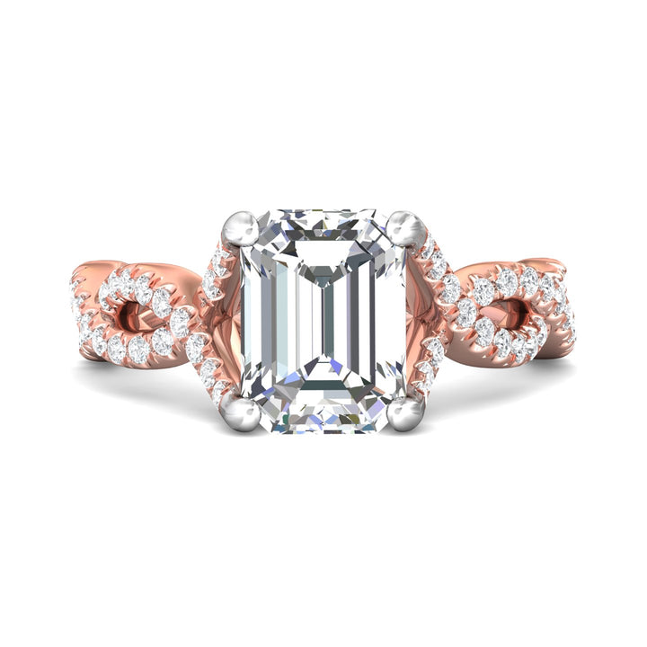 14K Gold Pink/White Split Shank Engagement Ring from the Split Shank collection - DERM58S_14KPW_Em_9X7_Prm_H-I_SI1