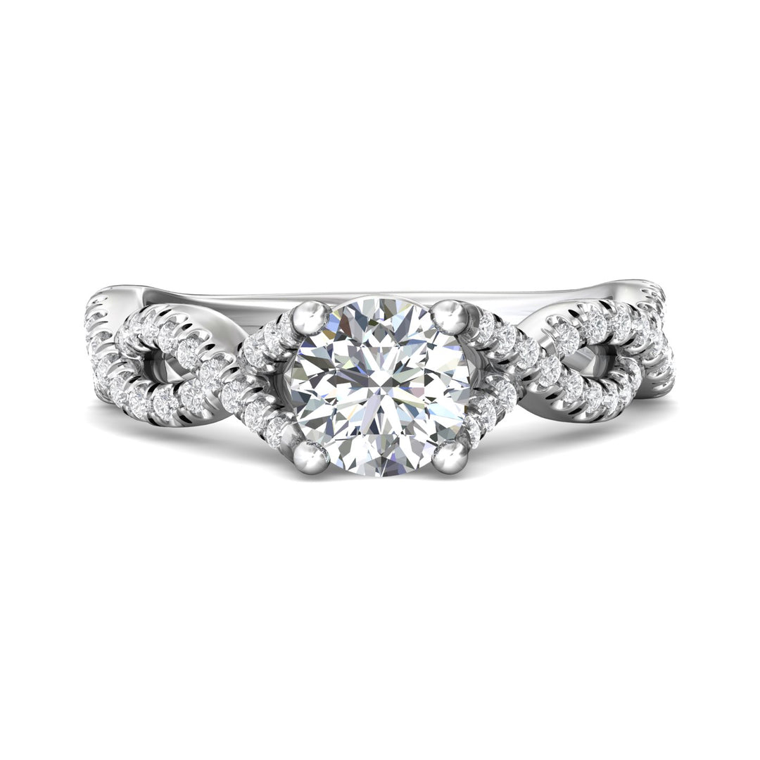 14K Gold White Split Shank Engagement Ring from the Split Shank collection - DERM58S_14KW_Rd_6.5_Prm_H-I_SI1