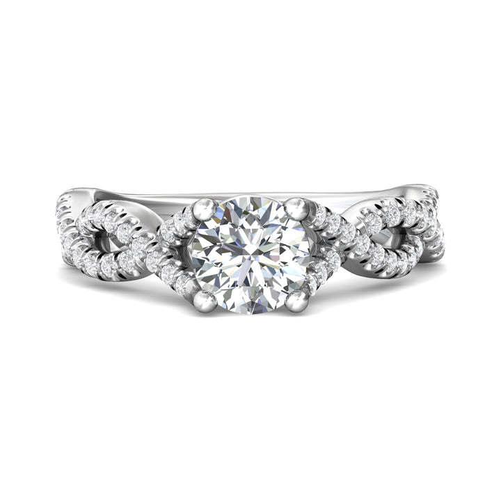 14K Gold White Split Shank Engagement Ring from the Split Shank collection - DERM58S_14KW_Rd_6.5_Prm_H-I_SI1