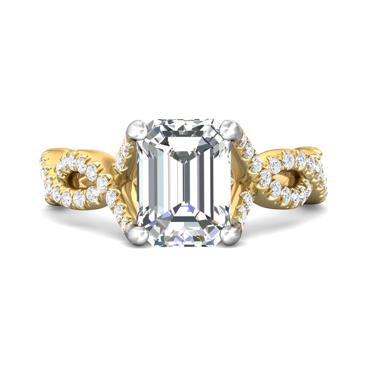 14K Gold Yellow/White Split Shank Engagement Ring from the Split Shank collection - DERM58S_14KYW_Em_9X7_Prm_H-I_SI1